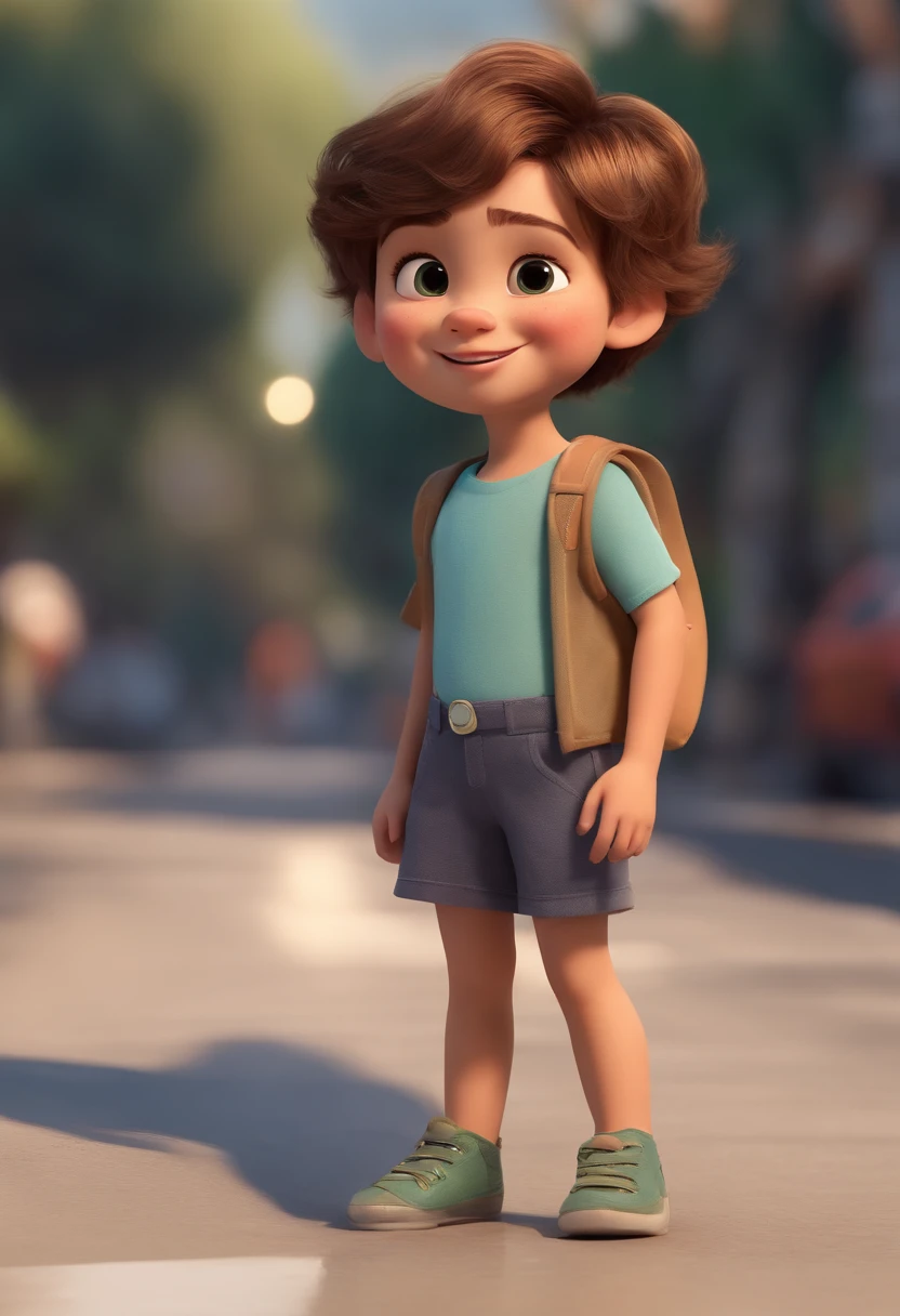 a happy cute ??? standing short hair, vestindo uma fantasia espacial, , fundo branco, barnet, Tom, Estilo Pixar, ....3d, desenhos animados, rosto detalhado, asymmetrical 16k