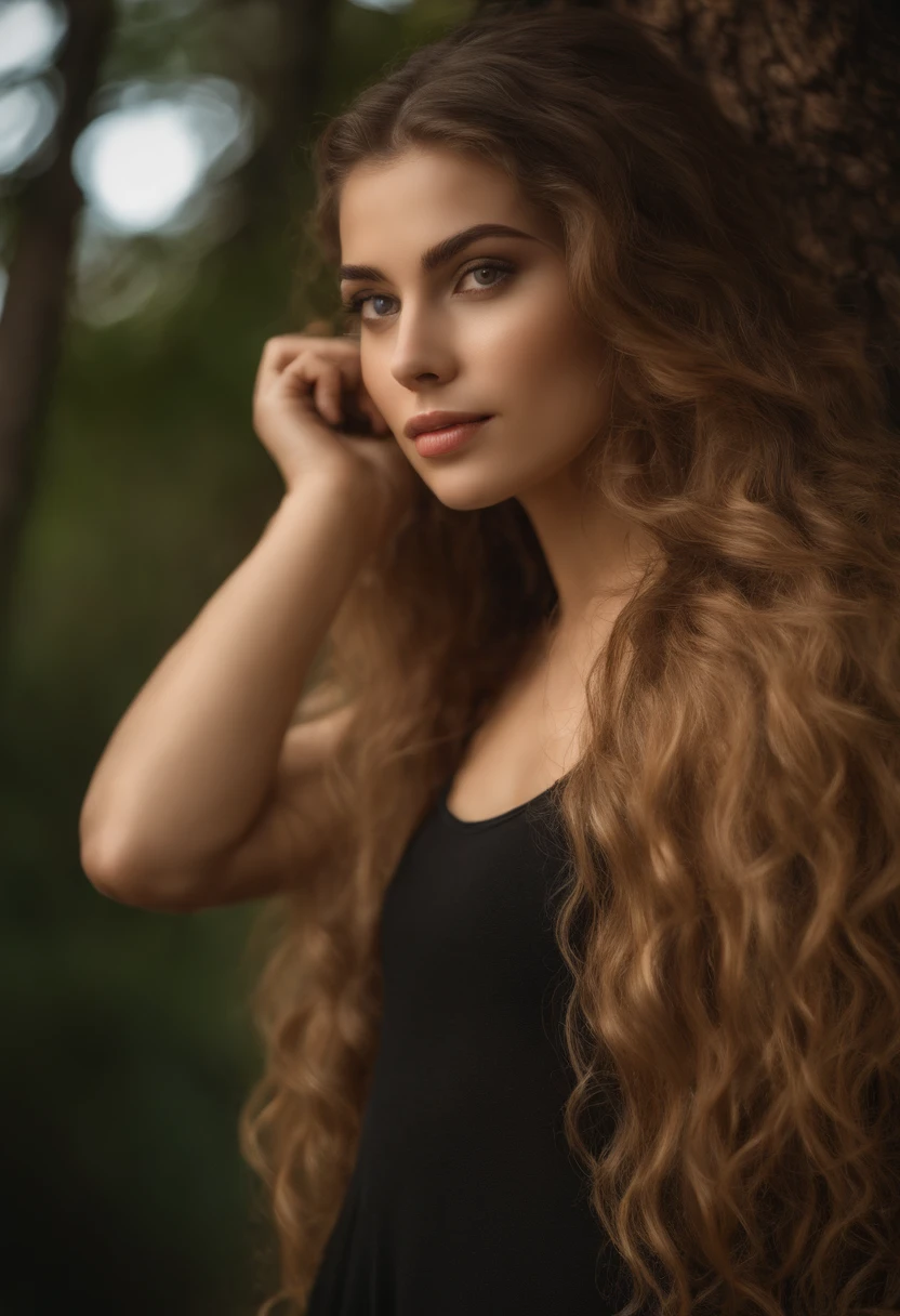 Beautiful Lebanese 17 years old, mulher com cabelo ondulado, Olhos sedutores detalhados, pernas curtas sexy, nua, na floresta, ((detailed facial features)), (pele finamente detalhada), pale skin, textura de pele realista, detalhes extremos da pele, (Poros:0.1), ao fundo bela cidade cyberpunk futurista, Melhor qualidade de obra-prima, fotorrealista, hiper-realista, circunstanciado, 8k, HDR, (Cor suave: 1.2), profundidade de campo rasa, luz ampla, alto contraste, Backlighting, florescer, brilhos leves, chromatic aberration, foco nítido, Foto colorida RAW, sem desfoque de fundo