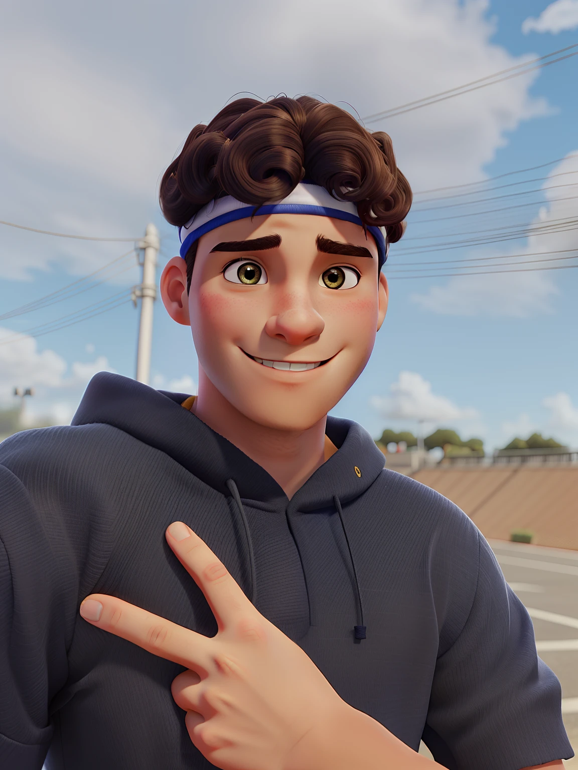 Garoto de 18 anos , Curled hair with Jordan headband