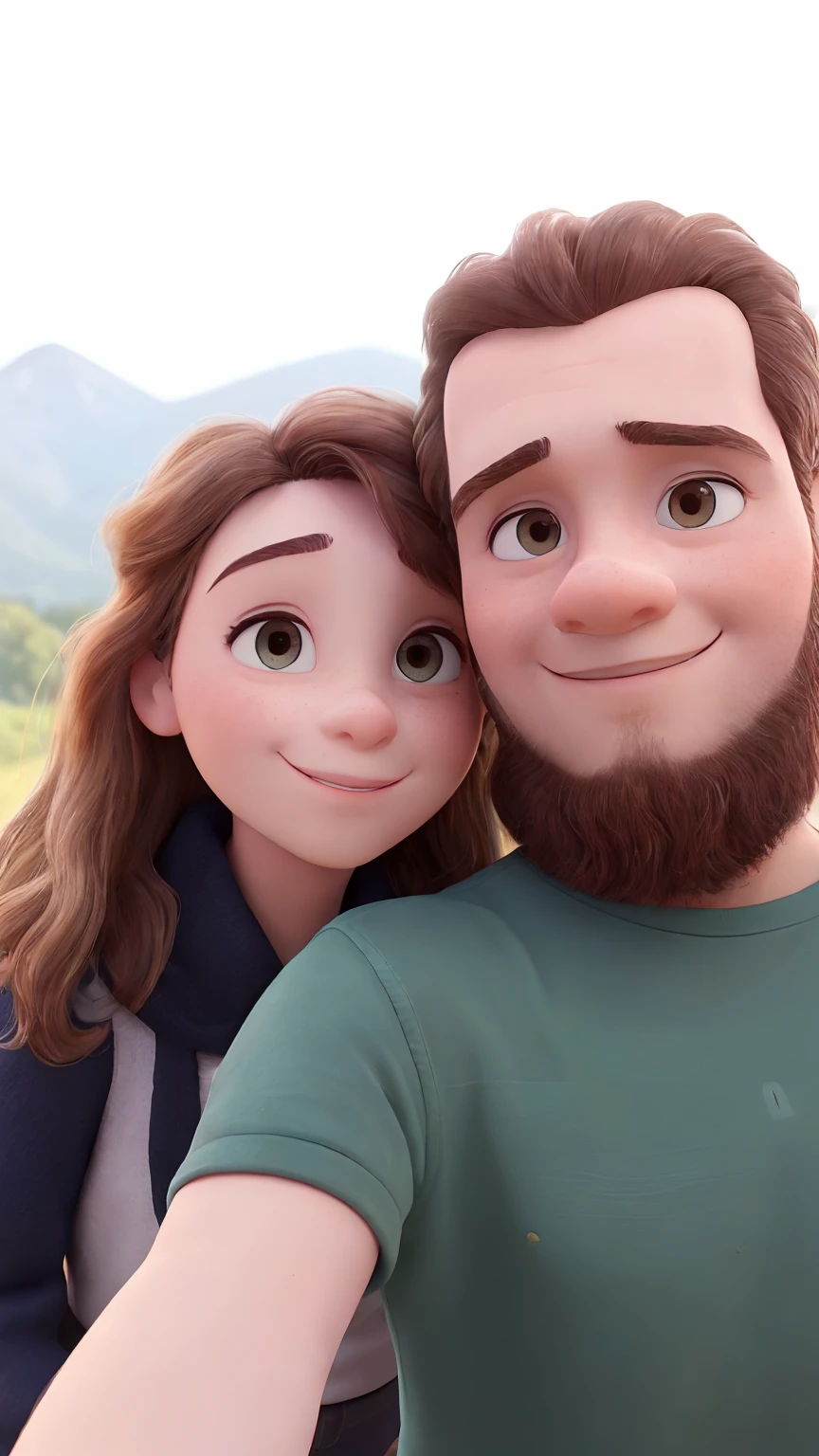 there is a man and a woman taking a selfie together, imagem de perfil, foto do perfil, Fotografia tirada em 2 0 2 0, photo from behind, retrato de casais, cerca de 3 5 anos, taken in the early 2020s, em uma ponte, Foto do perfil 1024px, vacation photo, Foto do perfil, com montanhas como pano de fundo, facebook post
