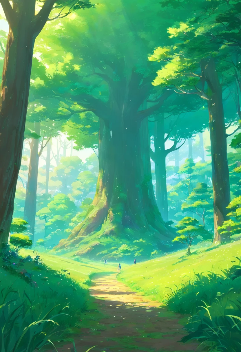 A green field with grass and trees in the background, lush alien landscape, Magical Fantasy Vegetation, Arte de fantasia grande angular, paisagem de fantasia impressionante, fantastic landscape, paisagem da floresta da fantasia, Paisagem da floresta da fantasia durante o dia, Mundo de fantasia coberto, alien trees, floresta da fantasia, paisagem de arte de fantasia, Fundo Fantasy Forrest, made of tree and fantasy valley, Papel de parede paisagem, fundo da floresta da fantasia