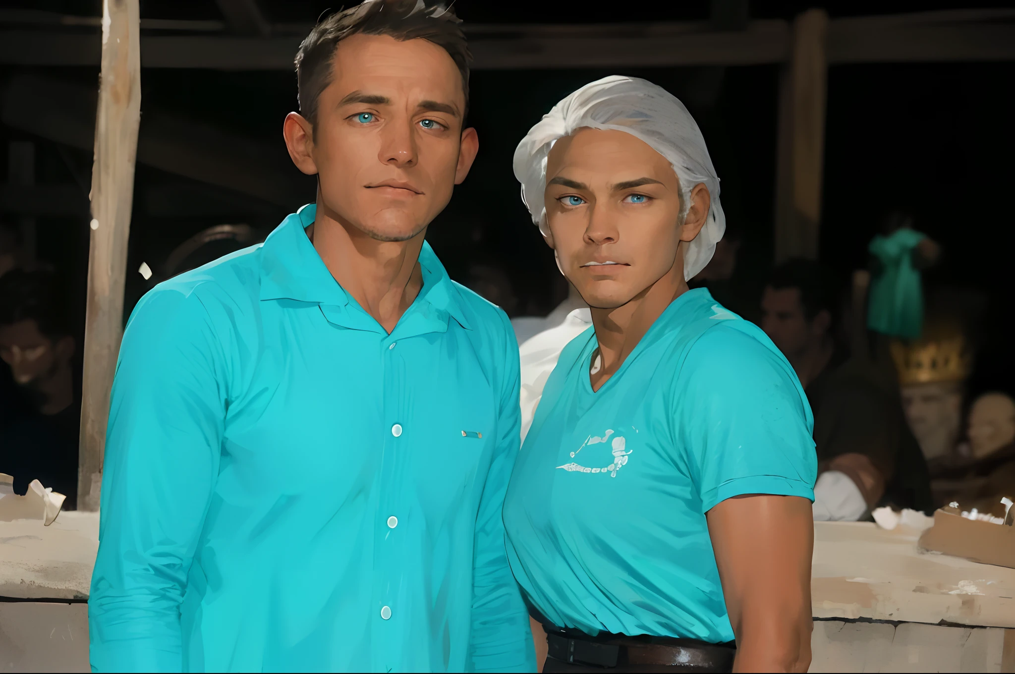 (absurdres, highres, ultra detailed), 1 male, mature, aged up, handsome, tall muscular guy, broad shoulders, very short hair, undercut, grey-blue eyes, finely detailed eyes and detailed face, extremely detailed CG unity 8k wallpaper, intricate details, portrait, looking down, solo, upper body, detailed background, (dark fantasy theme:1.1), angelic face, bloodthirsty expression, crusader, hovering in air, sunshine, floating scraps, fighting stance, color leather armor, divine blessing, bright realistic lighting, heavenly landscape, peaceful atmosphere, crown, coat of arms, tabard, hair blowing in wind,, cowboy shot