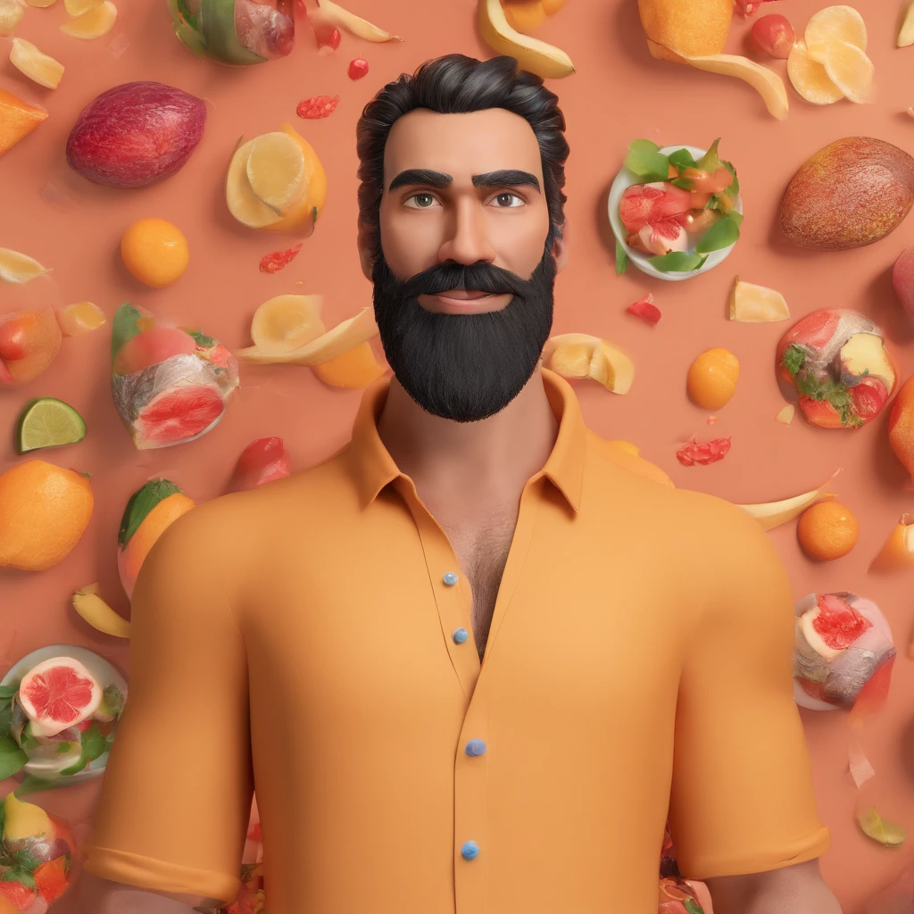 arafed man with a beard and no shirt looking at the camera, (38 anos), neckbeard, barba raspada, Fotografia selfie 8k, sem barba e bigode, sem barba, cavanhaque curto, imagem frontal, rosto largo raspado limpo, 2 8 anos, restolho raspado, cavanhaque, 2 9 anos, 3 2 anos careca em uma praia no estilo Disney pixar