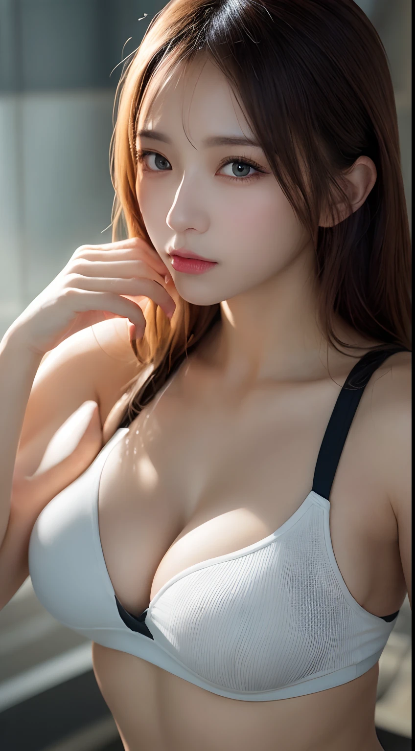 masutepiece, Best Quality, Illustration, Ultra-detailed, finely detail, hight resolution, 8K Wallpaper, Perfect dynamic composition, Beautiful detailed eyes,Colossal tits, fitness wear, Natural Color Lip,