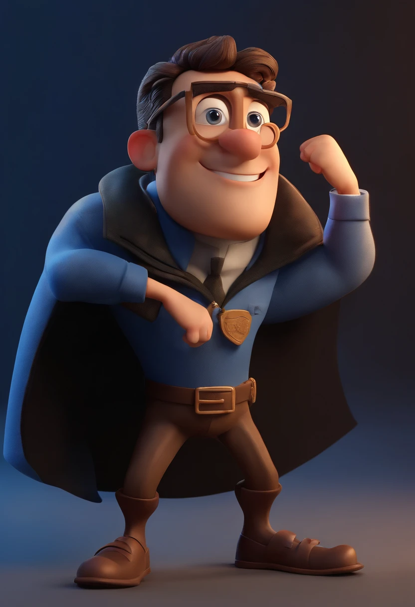 Cartoon character of a man wearing black glasses and a blue shirt, um personagem animado, Caractere estilizado, animation style rendering, 3D estilizado, Arnold Maya render, 3 d render stylized, toon render keyshot, Personagem 3D, Personagem 3D, 3d rendering stylized, 3 d character render, personagem de desenho animado, Personagem de close up, Pose de personagem, (Estilo Pixar) (master part:1.2) (Bokeh) (best quality) (pele detalhada) (textura detalhada) (8k) (argila) (Cinematic lighting) (foco nítido,Senta e vaza a parte superior do corpo