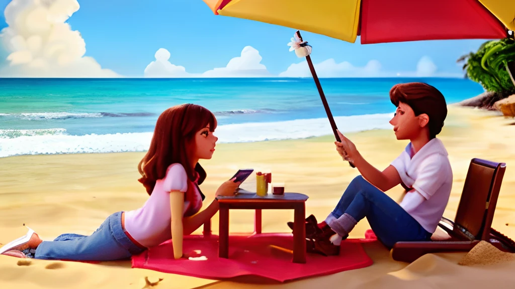 There are two people sitting under an umbrella on the beach, caio santos, imagem de perfil, Malika Favre, Foto do perfil, Directed by: Nandor Soldier, foto do perfil, instagram, na praia, casal feliz, andrea rocha, em uma praia, Lovely couple, vacation photo, icaro carvalho, they are in love, por