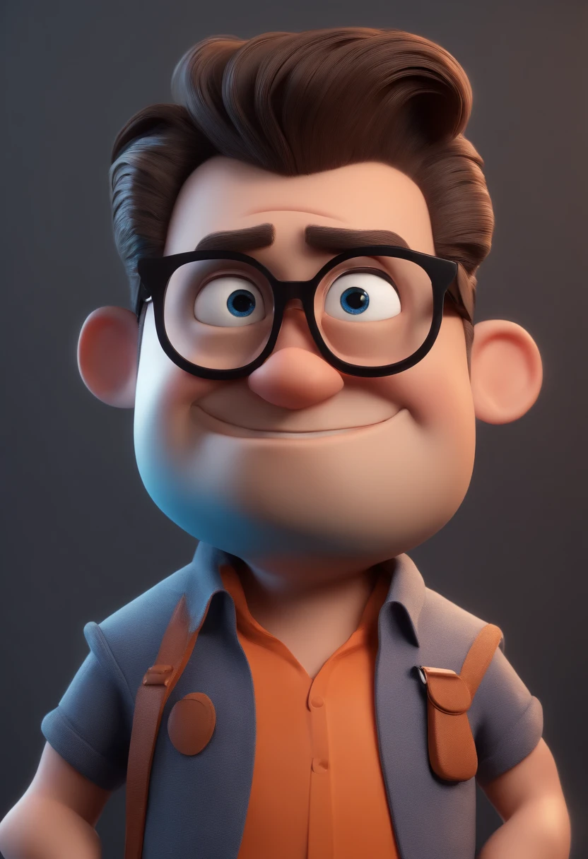 Cartoon character of a man with black glasses and a blue shirt, animation character, Caractere estilizado, animation style rendering, 3D estilizado, Arnold Maya render, 3 d render stylized, toon render keyshot, Personagem 3D, Personagem 3D, 3d rendering stylized, 3 d character render, personagem de desenho animado, Personagem de close up, Pose de personagem, (Estilo Pixar) (master part:1.2) (Bokeh) (best quality) (pele detalhada) (textura detalhada) (8k) (argila) (Cinematic lighting) (foco nítido