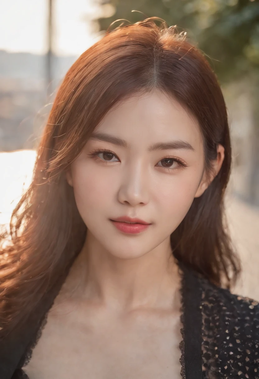 (Skin blemishes:1.2), (Skindentation), Black eye,(One heavy),(Breakdown,) 1womanl, 30-years old, (((femele))), 独奏, realisitic, Top image quality, Photorealsitic, masterpiece, in 8K, hight resolution, 独奏, extra detailed face, (profetional lighting、bokeh dof), (light particules、lensflare、Luminous particles:0.6), Soft lighting, Top Angle View, Fashionable, (warm color),jpn, a street, Shizuoka, Oigawa, Penglai Bridge, ((during daytime)), Skysky, ((Look at viewers:1)), (looking in camera)、(portlate:0.6)、cowboy shot、a gorgeous、(Medium Hair)、brown haired、Floating hair、s lips、lipsticks、seducting smile、Floating hair、A smile、Open_Bocchi 、Cool、ornate、Refreshing