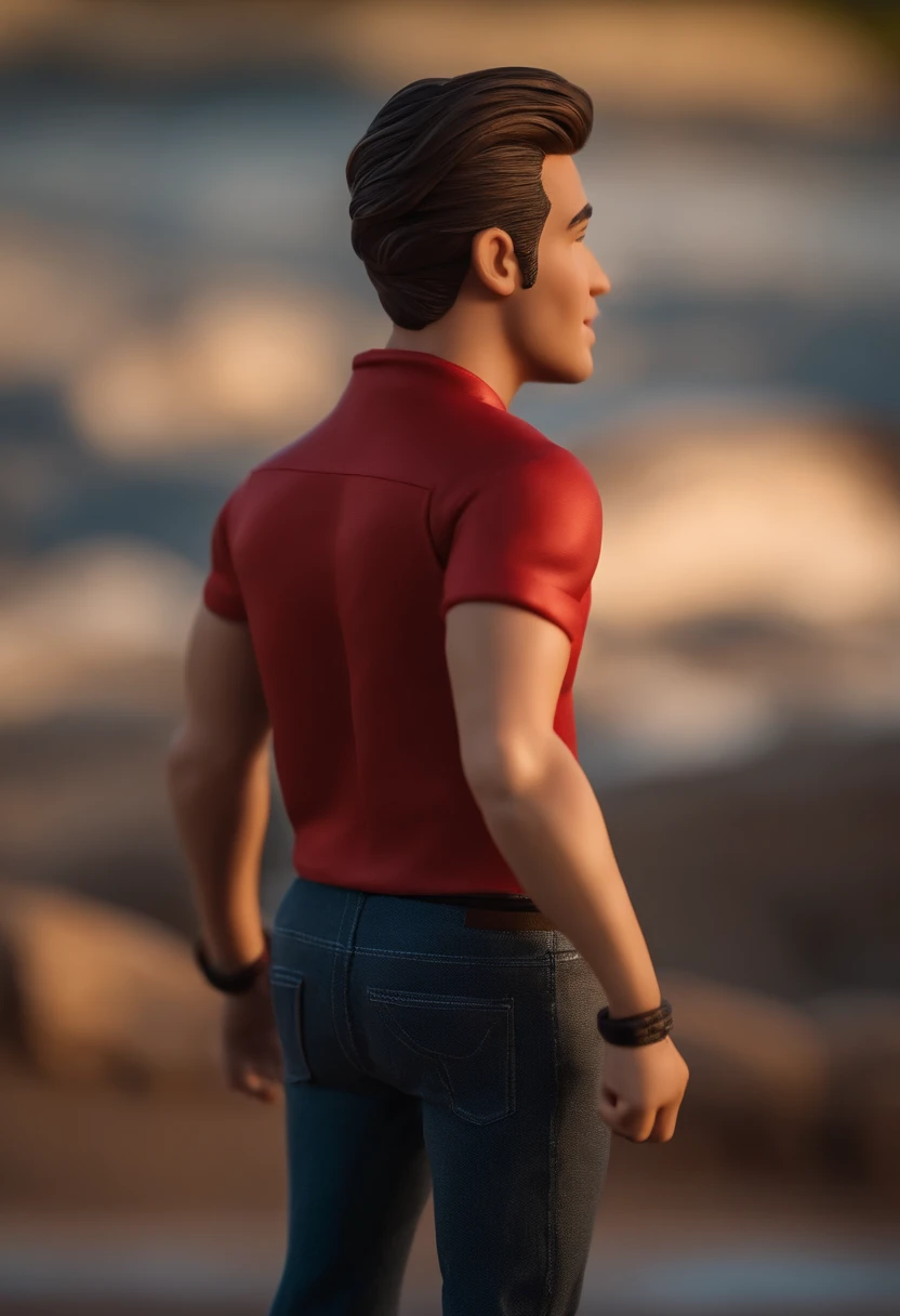 Garoto, estilo disney, tom de pele: claro:  Cabelo: marrom escuro, liso, curto, penteado para o lado direito. camisa: Flamengo, Cor vermelho e preto. Fundo: Gray and white gradient,Comemorando, Hands raised, sorrindo, feliz, (estilo pixar) (obra-prima:1.2) (bokeh) (melhor qualidade) (pele detalhada) (textura detalhada) (8k) (claymation) (cinematic lighthing) (foco nítido
