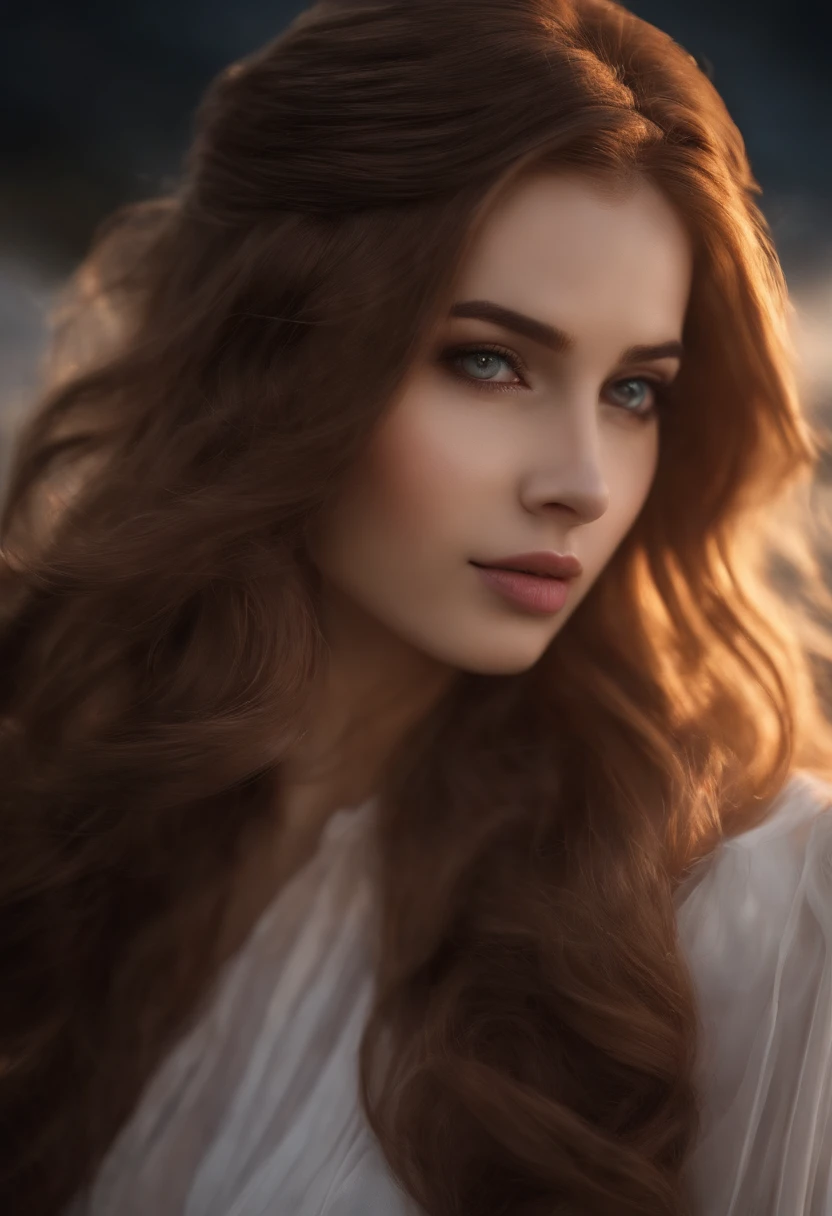 broca de cabelo, cabelo cortinado, coque de cabelo, cabelo grande, medium hair, faixa de cabelo do arco, heart-shaped shaped pupils, sobrancelhas levantadas, sorrir, puckered lips, Surrealismo, Renascimento, anime, estilo anime, Cinematic lighting, profundidade de campo, raios de deus, sombra projetada, Fujicolor, First-person view, Pov, Wide-Angle, estilo anime, Surrealismo, UHD, retina, master part, ccurate, pele texturizada, Detalhes altos, Altas, 16k