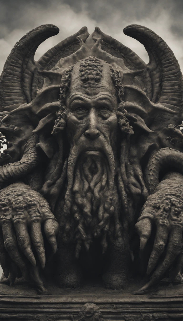 An illustration of Cthulhu in a humanoid form, influenced by H.P. Lovecraft, meticulously crafted using 3D rendering with ray tracing. It's available in both 4k and 8k resolutions, offering exceptional detail and realism, and presented in HDR as a PNG image to capture the eldritch essence of the cosmic entity