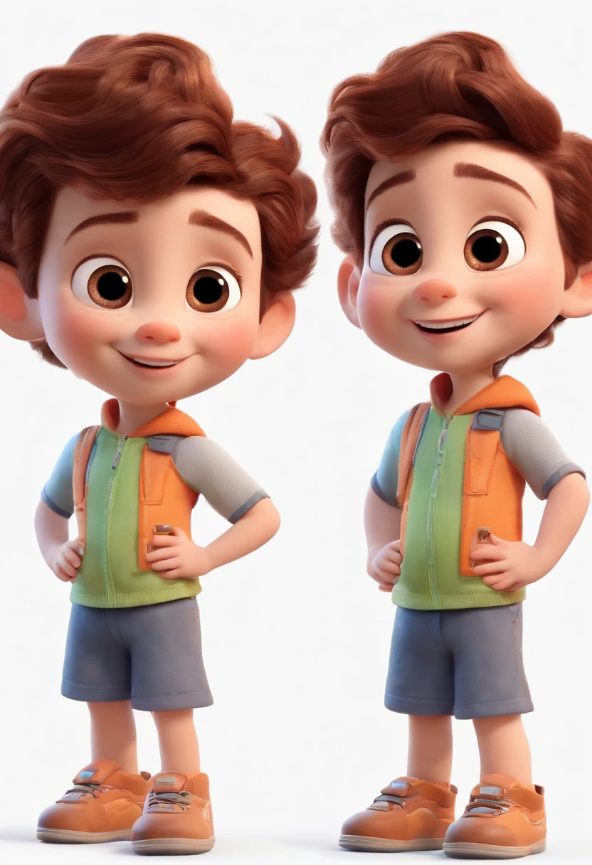 a happy cute ??? standing short hair, vestindo uma fantasia espacial, , fundo branco, barnet, toon, estilo pixar, 3d, desenhos animados, rosto detalhado, asymmetrical 16k cabelos claros