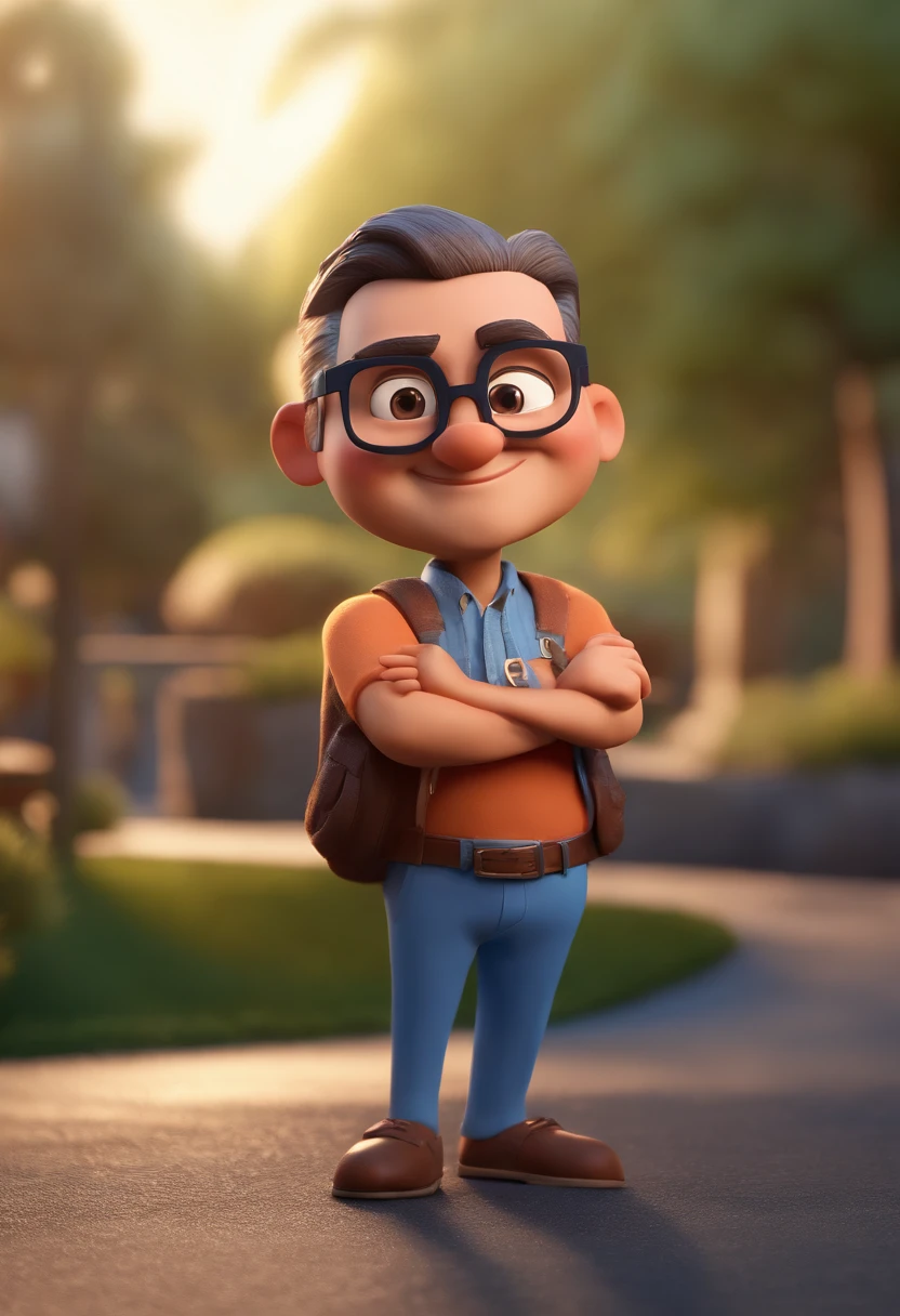 Cartoon character of a man with black glasses and a blue shirt, animation character, Caractere estilizado, animation style rendering, 3D estilizado, Arnold Maya render, 3 d render stylized, toon render keyshot, Personagem 3D, Personagem 3D, 3d rendering stylized, 3 d character render, personagem de desenho animado, Personagem de close up, Pose de personagem, (Estilo Pixar) (master part:1.2) (Bokeh) (best quality) (pele detalhada) (textura detalhada) (8k) (argila) (Cinematic lighting) (foco nítido