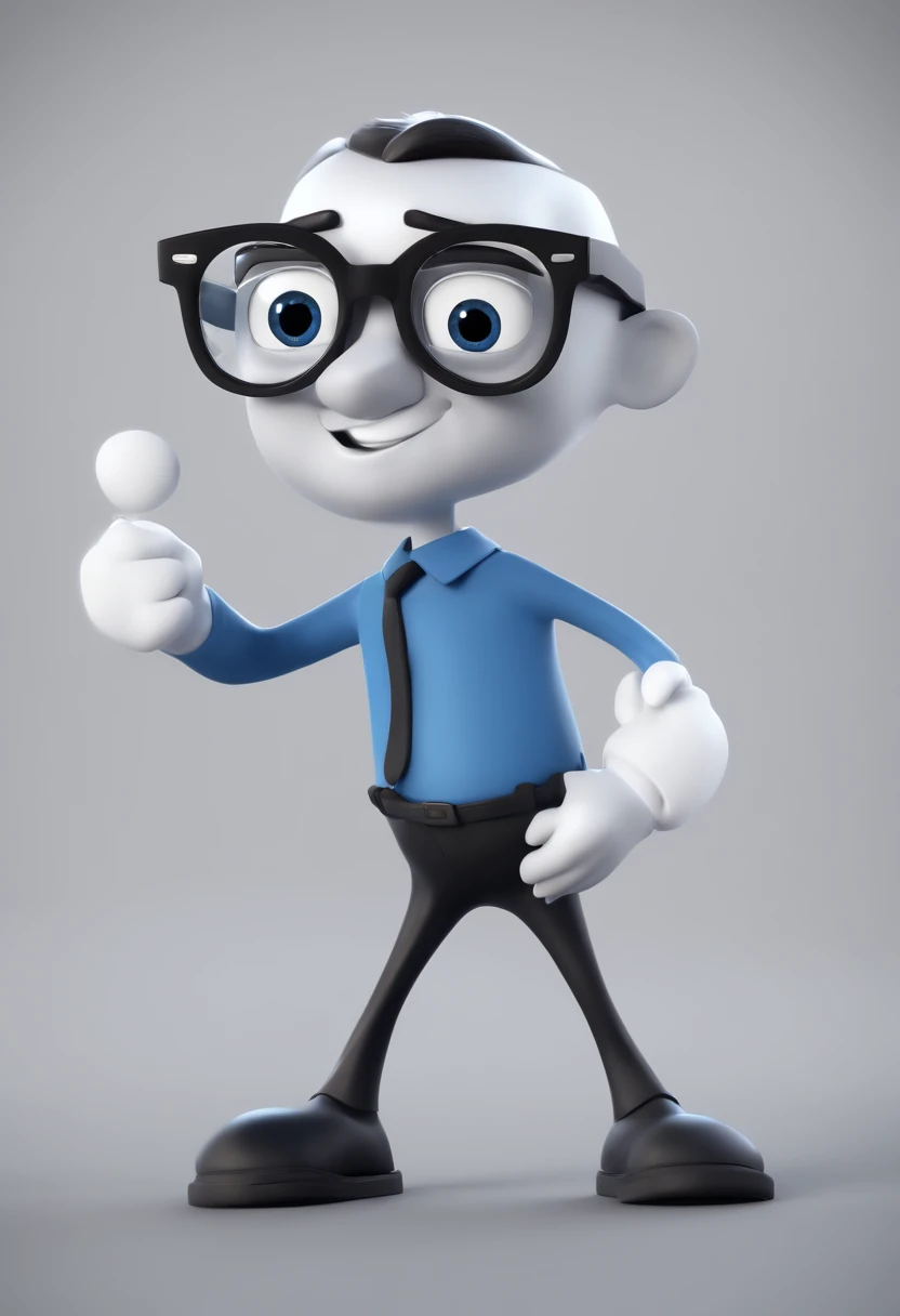 Cartoon character of a man with black glasses and a blue shirt, animation character, Caractere estilizado, animation style rendering, 3D estilizado, Arnold Maya render, 3 d render stylized, toon render keyshot, Personagem 3D, Personagem 3D, 3d rendering stylized, 3 d character render, personagem de desenho animado, Personagem de close up, Pose de personagem, (Estilo Pixar) (master part:1.2) (Bokeh) (best quality) (pele detalhada) (textura detalhada) (8k) (argila) (Cinematic lighting) (foco nítido