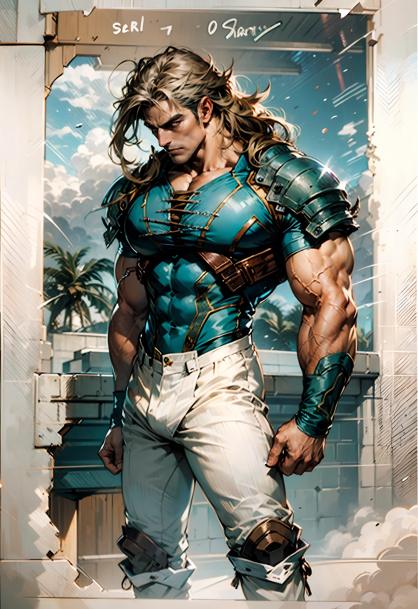 Realistic Art, Aquaman with a countenance of seriousness in a setting at the bottom of the lush ocean, observing the city of Atlantic highly technological --auto --s2