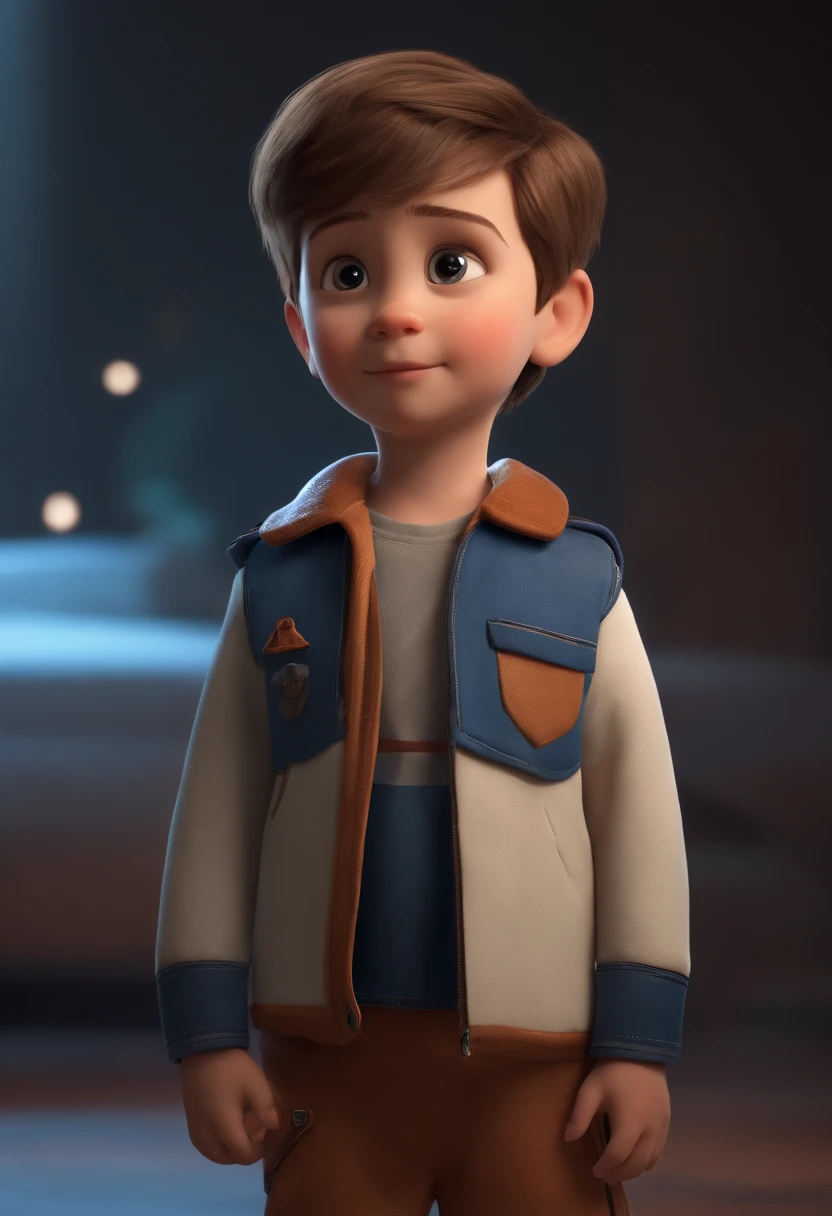 a happy cute standing short hair, vestindo uma fantasia espacial, , fundo branco, barnet, Tom, Estilo Pixar, ....3d, desenhos animados, rosto detalhado, asymmetrical 16k