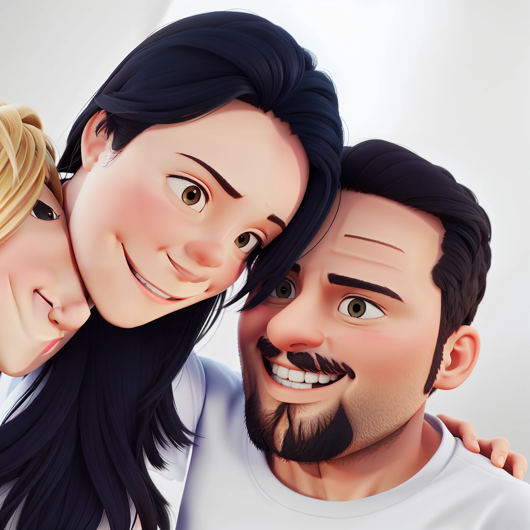 Hugging couple smiling at a selfi