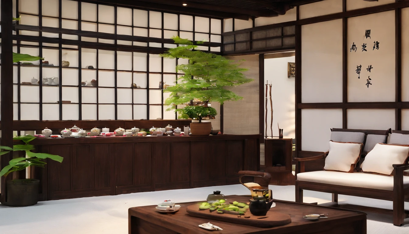 Requisitos de qualidade de imagem:Highest image quality
Tea Room Layout:This Chinese tea room is designed to be serene and elegant。O quarto tem um conjunto de, Typical Chinese Coffee Tables,There's a teapot at the top、Tea cups and tea leaves。The internal layout is simple,It is mainly convenient for making tea and tasting tea。
estilo decorativo:Caligrafia tradicional chinesa e pinturas a tinta penduradas nas paredes,Highlights the deep heritage of Chinese culture。A well-kept bonsai pot is placed in the center of the room,A natural element is added to the tea room。
Cor e material:The main colors of the room are dark wood and light beige,Cria o calor de uma casa tradicional chinesa。The furniture is usually made of hardwoods, como mogno,esculpido,Excellent craftsmanship is shown。
Cortinas e janelas:Curtains are traditional silk curtains,Pode bloquear a luz solar,Keep the Tea Room Quiet。Outside the window is an exquisite Chinese courtyard or garden,visible through jANELA。
Tea Sets & Accessories:On the coffee table are tea sets made of porcelain,Teapot included、Teacup、Tea Tins, etc。There are also some classic ornaments inside,Como o porcelanato、caligrafia, pinturas e entalhes。
Ambiente:This Chinese Tea Room Creates Tranquility、Paz e atmosfera de bom gosto,It's meditation、The perfect place to meditate and enjoy the traditional tea culture。Requisitos de qualidade de imagem:Highest image quality
Tea Room Layout:This Chinese tea room is designed to be serene and elegant。O quarto tem um conjunto de, Typical Chinese Coffee Tables,There's a teapot at the top、Tea cups and tea leaves。The internal layout is simple,It is mainly convenient for making tea and tasting tea。
estilo decorativo:Caligrafia tradicional chinesa e pinturas a tinta penduradas nas paredes,Highlights the deep heritage of Chinese culture。A well-kept bonsai pot is placed in the center of the room