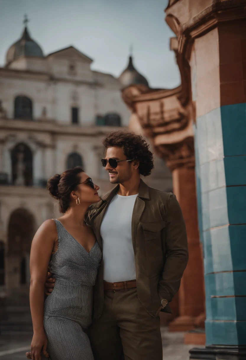 There is a man and a woman posing for a photo in front of a building, imagem de qualidade muito baixa, imagem de perfil, Fotografia selfie 8k, Lovely couple, Retrato tirado 8 K, Ayanamikodon e Irakli Nadar, Karla Ortiz, Directed by: Nandor Soldier, Postagem 4k, 4 k post, Condutor de Ene