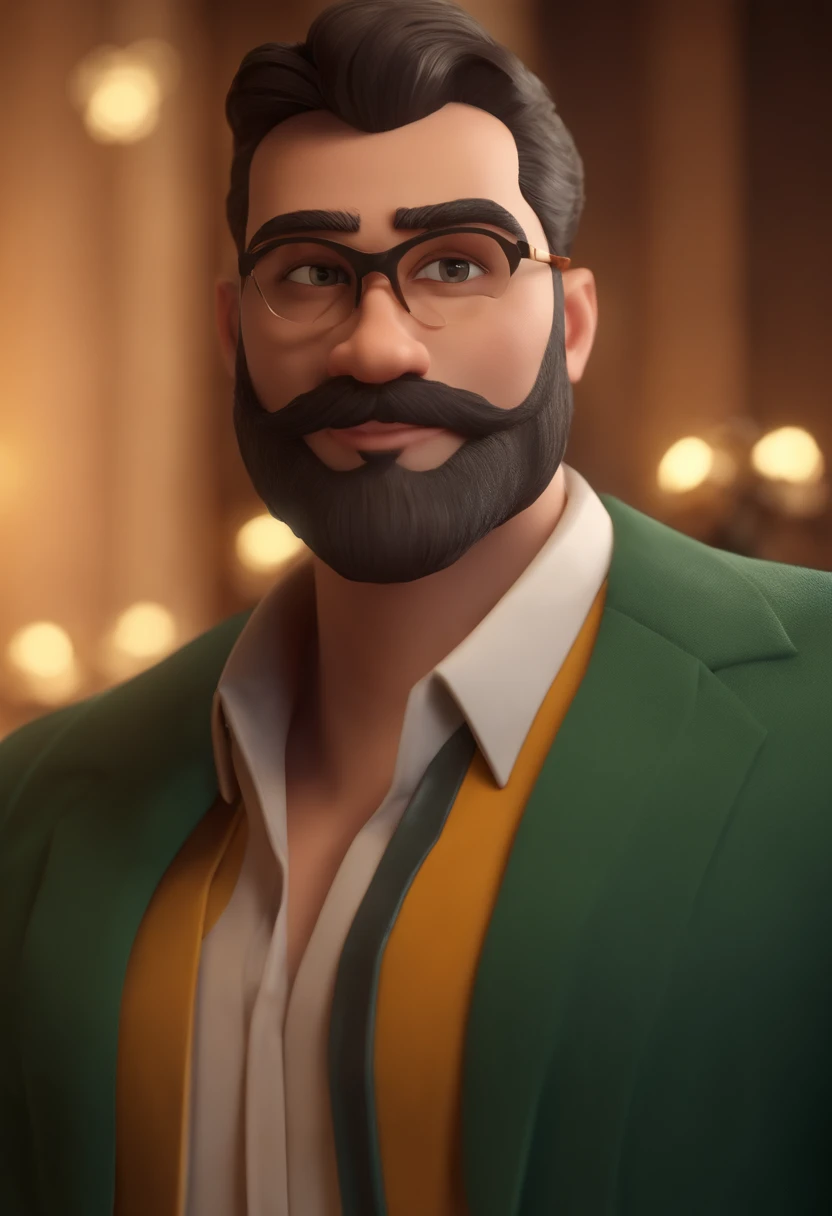 Personagem de desenho de um homem usando barba alinhada e usando uma camisa preta e usando uma gargantilha dourada , um personagem animado, Caractere estilizado, animation style rendering, 3D estilizado, Arnold Maya render, 3 d render stylized, toon render keyshot, Personagem 3D, Personagem 3D, 3d rendering stylized, 3 d character render, personagem de desenho animado, Personagem de close up, Pose de personagem, (Estilo Pixar) (master part:1.2) (Bokeh) (best quality) (pele detalhada) (textura detalhada) (8k) (argila) (Cinematic lighting) (foco nítido,Senta e vaza a parte superior do corpo