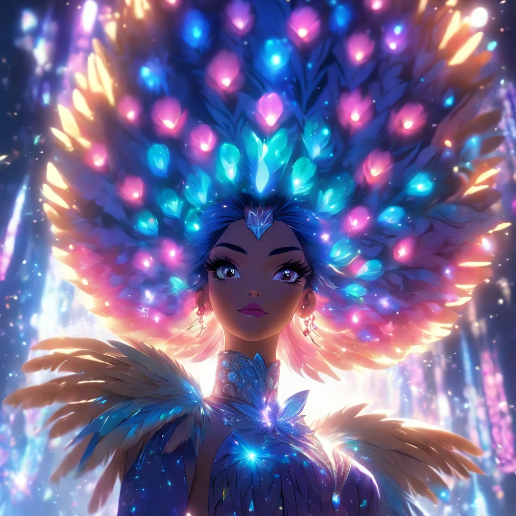 "(best quality,4k,8k,highres,masterpiece:1.2),ultra-detailed,(realistic,photorealistic,photo-realistic:1.37),vibrant colors,sparkling lights,celestial drag queen,masculine figure,enormous peacock-style dress,detailed feathers,extravagant makeup,shimmering sequins,daring attitude,confident expression,glamorous jewelry,exquisite headpiece,dramatic stage presence,elegant pose,heavenly background,zodiac signs floating in the sky,ethereal aura"