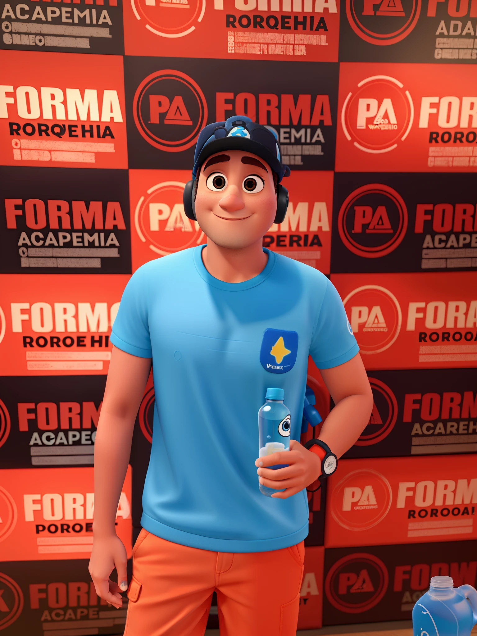 Estilo pixar, melhor qualidade, Water bottle in hand