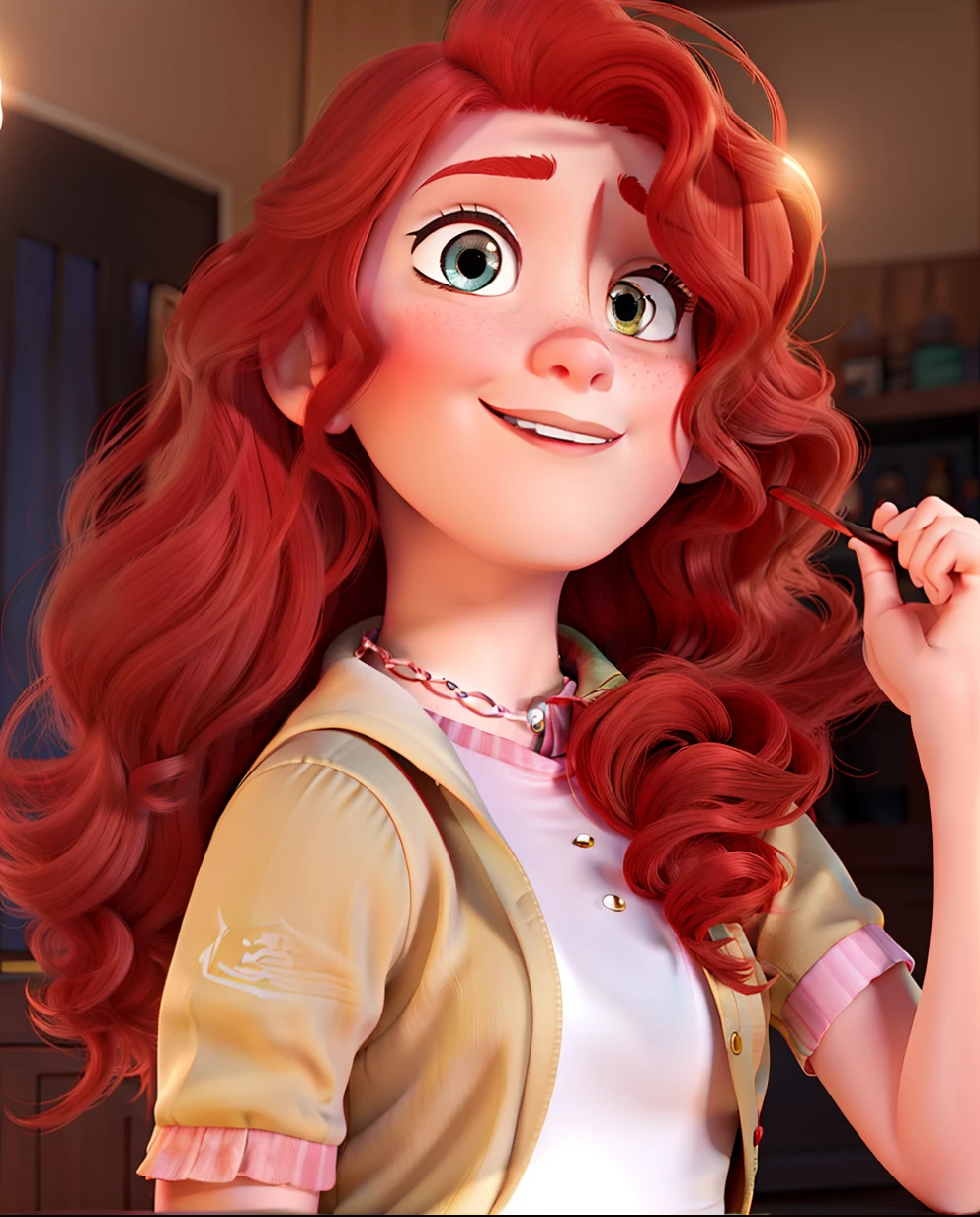 A red-haired woman Disney Pixar style in high definition