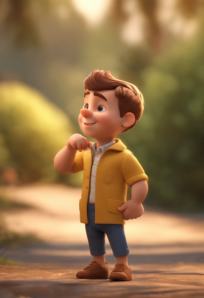 personagem dos desenhos animados de um homem sem cabelo e uma camisa amarela tomando cervejas , animation character, Caractere estilizado, animation style rendering, 3D estilizado, Arnold Maya render, 3 d render stylized, toon render keyshot, Personagem 3D, Personagem 3D, 3d rendering stylized, 3 d character render, personagem de desenho animado, Personagem de close up, Pose de personagem,  (Estilo Pixar) (master part:1.2) (Bokeh) (best quality) (pele detalhada) (textura detalhada) (8k) (argila) (Cinematic lighting) (foco nítido