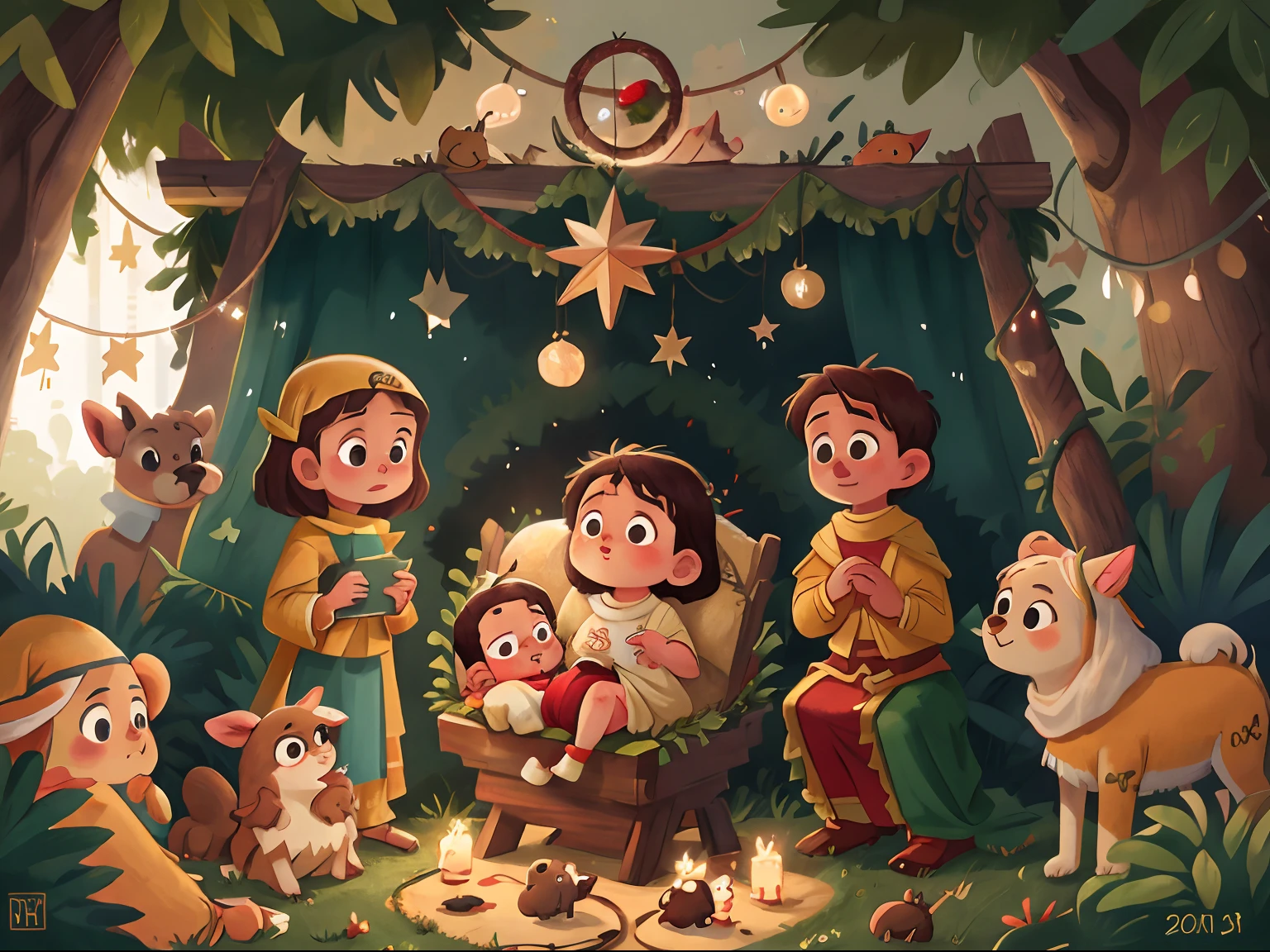 The Birth of the Newborn Jesus in the Manger.