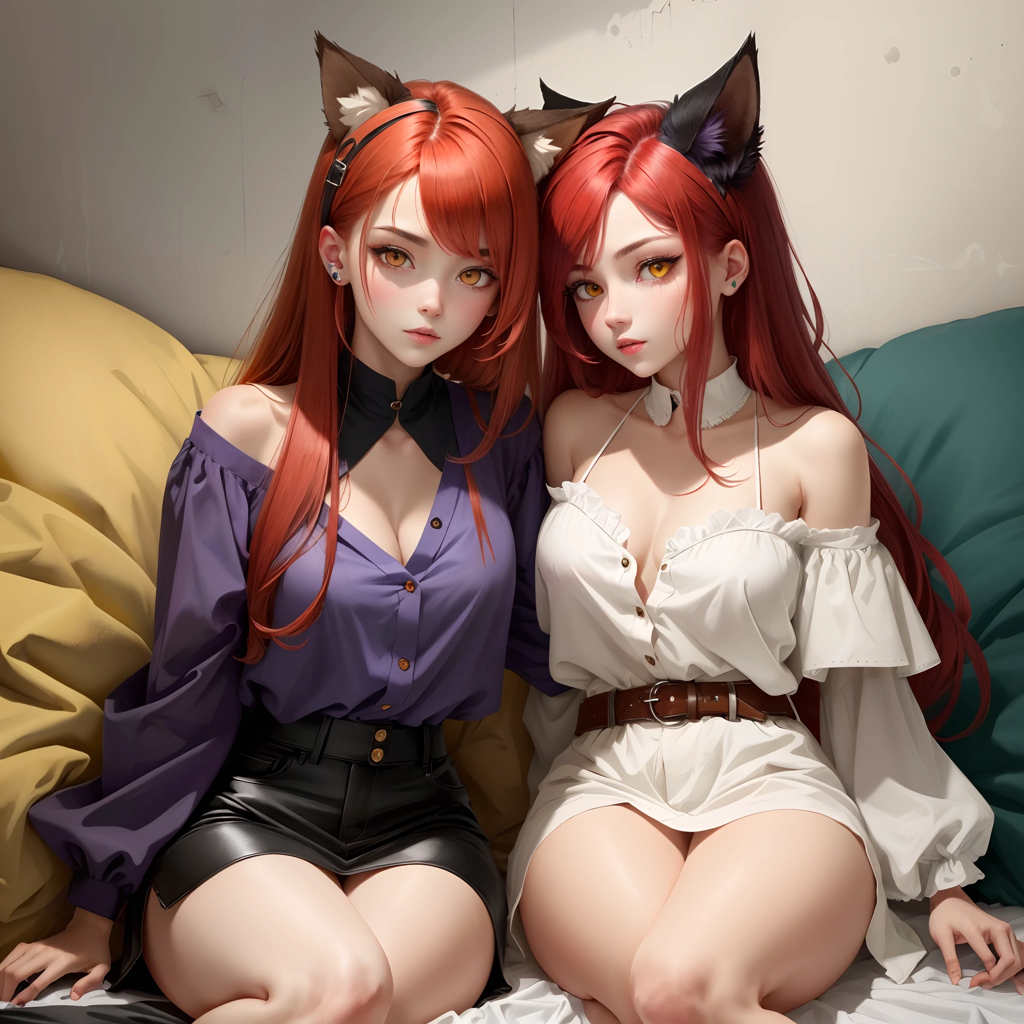 Red Hair, Dog Ears, Yellow and Purple Odd Eyes