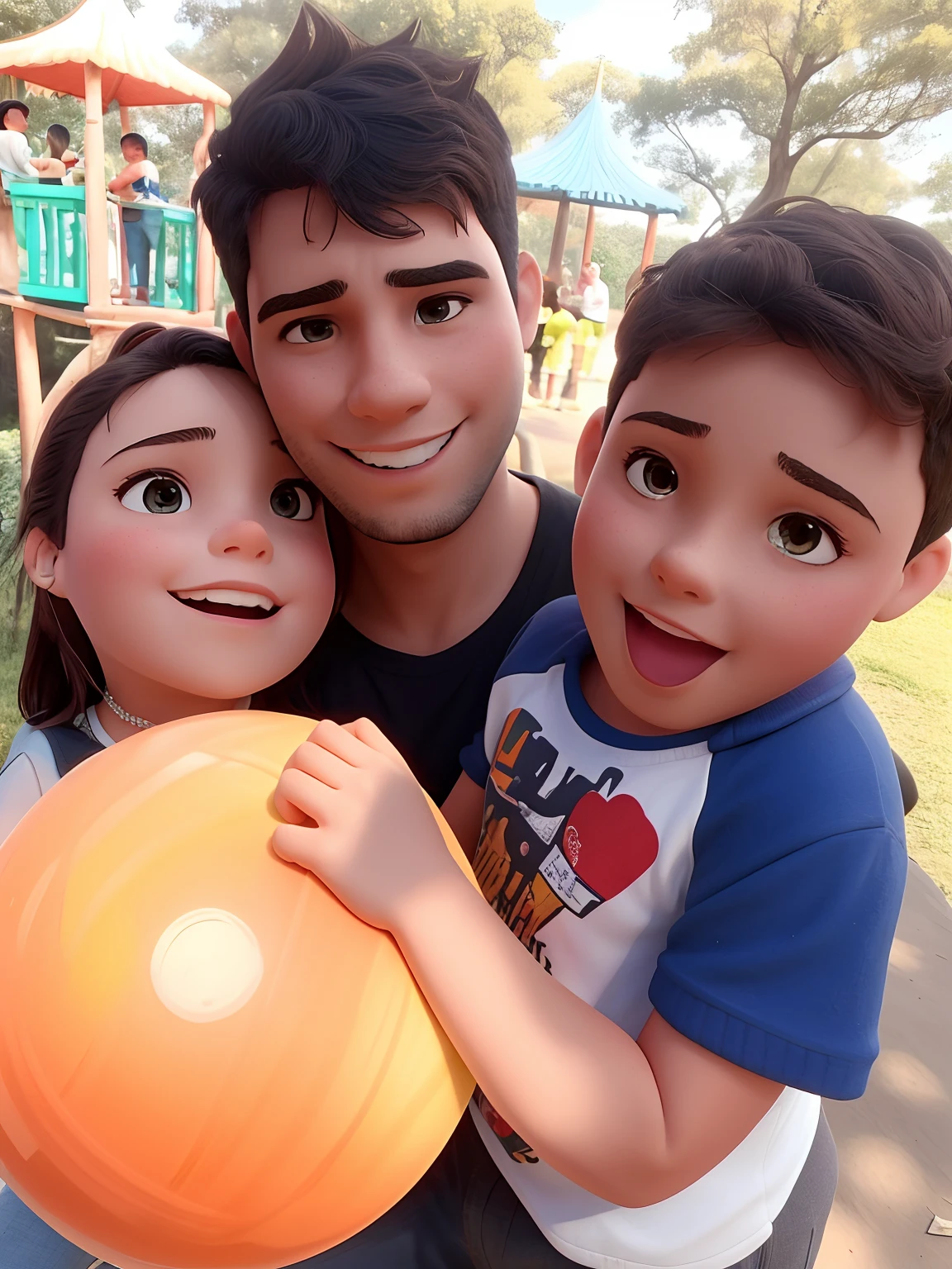 There are two people and a posing for a photo, marido esposa e filho, Happy family, divertindo-se, no parque, no parque em um belo dia, em um parque, Directed by: Nandor Soldier, imagem de qualidade muito baixa, with a kid, gem retrato, com um parque nos fundos, imagem de perfil, Postagem no Reddit