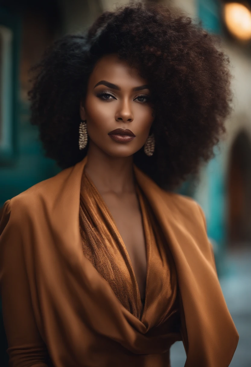 Mulher negra de cabelos cacheados pretos
