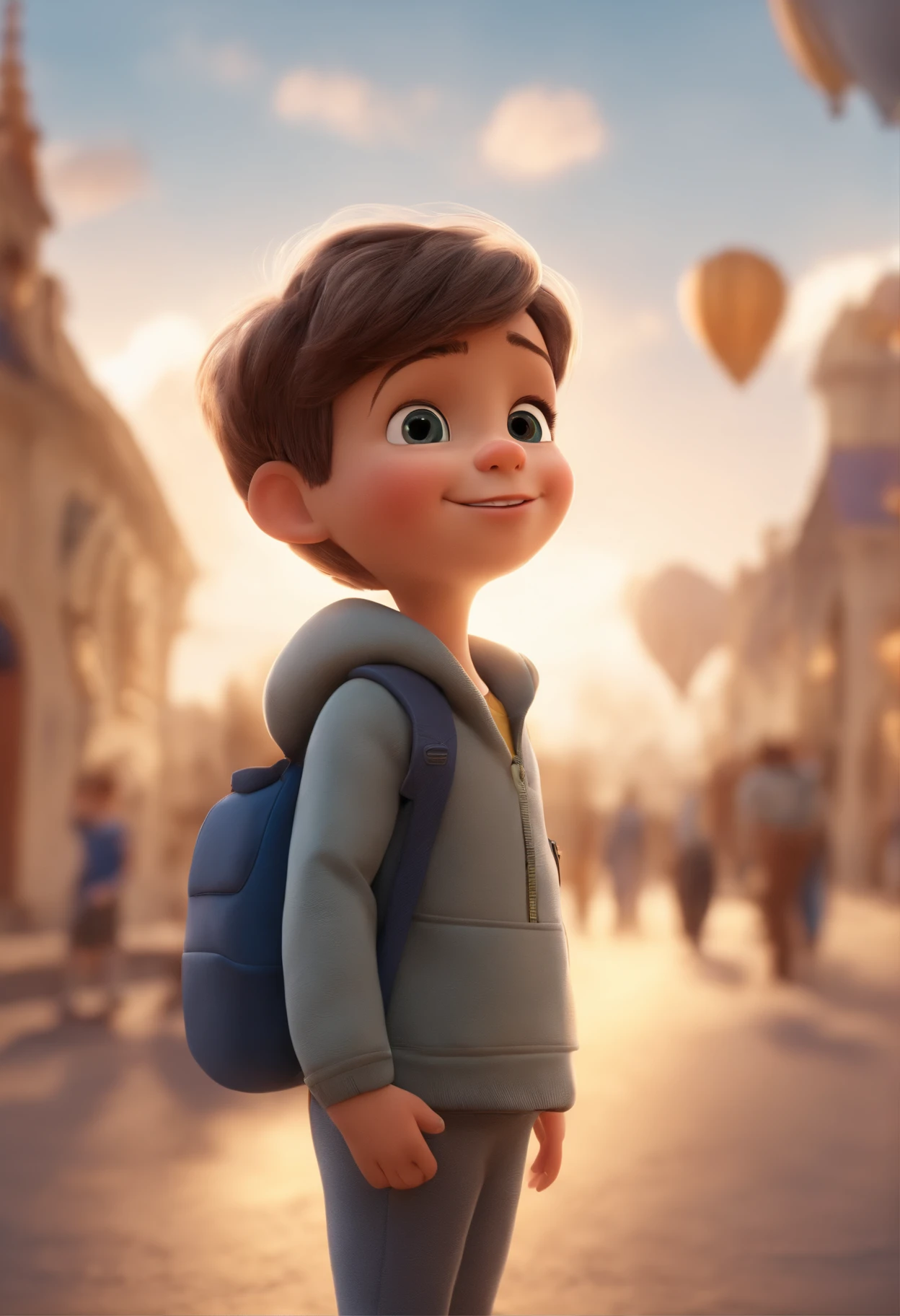 a happy cute ??? standing short hair, vestindo uma fantasia espacial, , fundo branco, barnet, toon, estilo pixar, 3d, desenhos animados, rosto detalhado, asymmetrical 16k