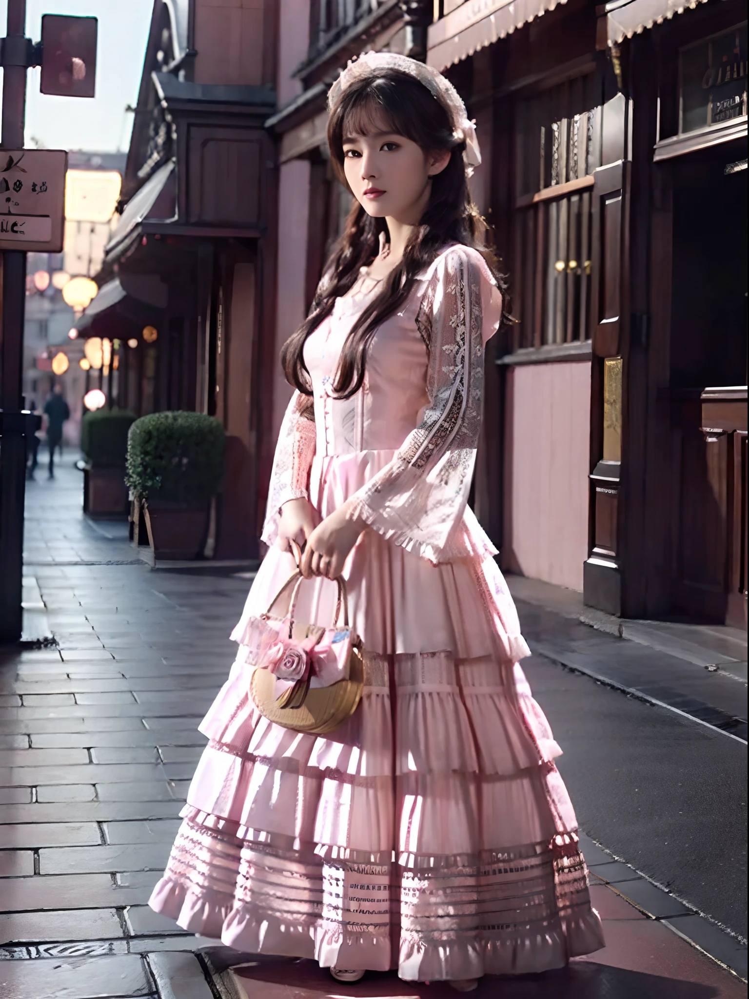[(masterpiece:1.3),(ultra detailed:1.3),(best quality:1.2)::0.25],[:[(best illumination:1.2),(best illustration:1.2)::0.75]:0.25],(cinematic light:1.2),[(full body)::0.125],traditional media,

[:[(one 15 years girl),(lolita fasion:1.2),(standing in victorian street),
long wavy hair,
(long gorgeous lace trimmed (pink) and white layered dress:1.2)::3]:0],

[:[(one 15 years girl),(lolita fasion:1.2),(standing in victorian street),
long wavy hair,
(long gorgeous lace trimmed (pink) and white layered dress:1.2),((victorian street scenery))::6]:3],

[:[(one 15 years old (extremely beautiful and detailed) girl),(child:1.3),(lolita fasion:1.25),(standing in victorian street),
long wavy hair,
(long gorgeous lace trimmed (pink) and white layered dress:1.2),((victorian street scenery))::11]:6],

[:[(intricate:1.3),(one 15 years old (extremely beautiful and detailed) girl),(child:1.3),(lolita fasion:1.25),(standing in victorian street),
long wavy hair,
(long gorgeous lace trimmed (pink) and white layered dress:1.2),((victorian street scenery))::16]:11],

[:[(intricate:1.3),(extremely detailed shiny golden eyes:1.3),(lace trimmed:1.25),
(child:1.4),((loli)),(lolita fasion:1.25),(lococo style),
(flaxen hair:1.2),long wavy hair,hair ribbon,
((long) ((gorgeous)) lace trimmed ((pink)) and white layered dress:1.3),gown,(crease:1.25),(frills:1.25),neck ribbon,lace-trimmed formal hat,ribbons,((victorian street scenery))::24]:16],

[:[(intricate:1.3),(extremely detailed shiny golden eyes:1.3),(lace lace trimmed:1.4),
((long) ((gorgeous)) lace trimmed ((pink)) and white layered dress:1.3),gown,(crease:1.25),(frills:1.25),neck ribbon,lace-trimmed formal hat,ribbons,((victorian street scenery)),
(child:1.4),((loli)),(lolita fasion:1.25),(lococo style),
(flaxen hair:1.2),long wavy hair,hair ribbon::32]:24]