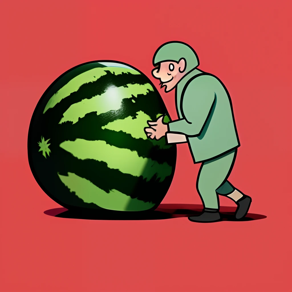 Golem eating a watermelon