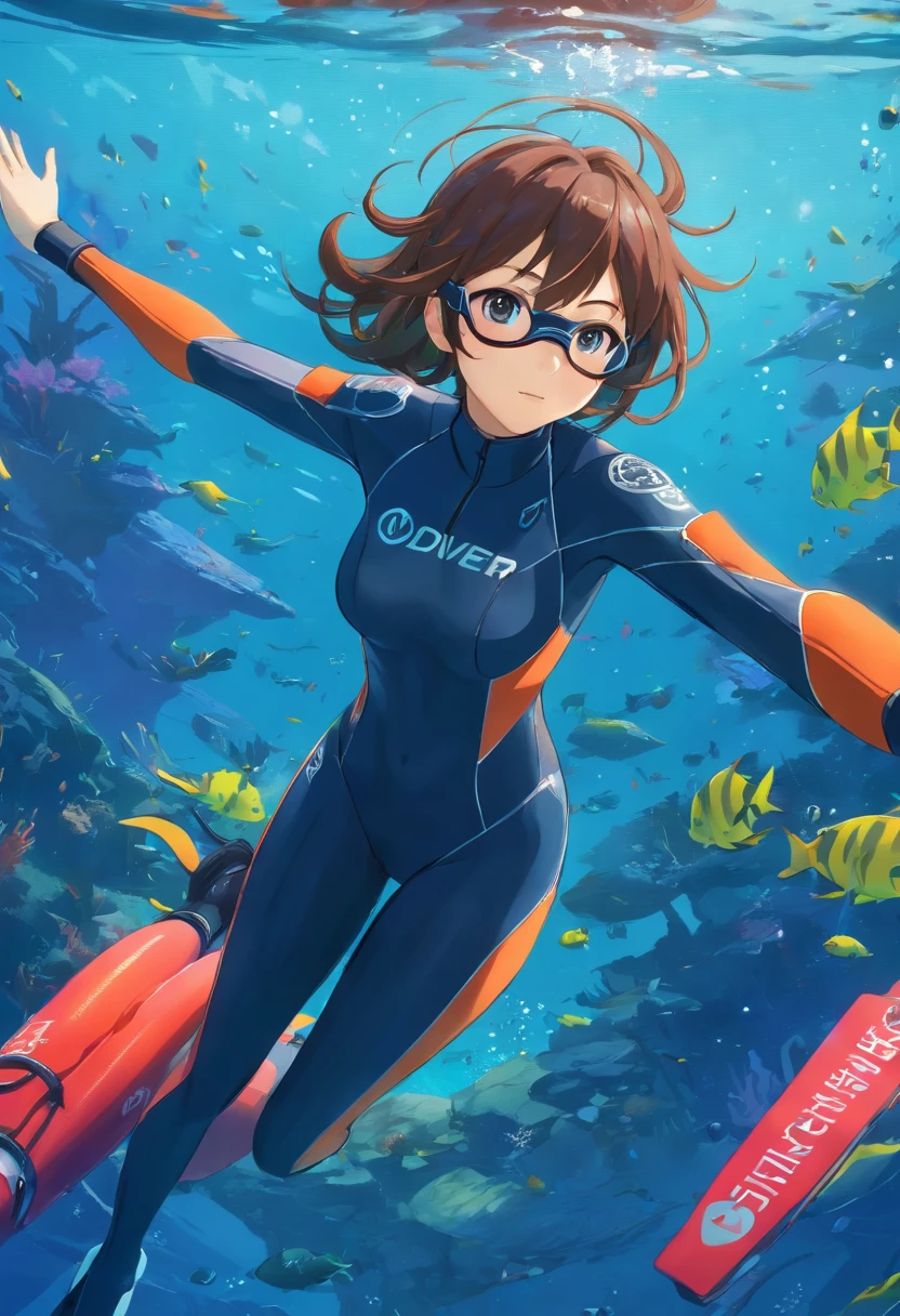 There is a woman in a wetsuit and goggles during a diving course, Instagram, a diver is under the sea, a diver is under the sea, old scuba, Gopro shooting, Discarded scuba visors, Underwater perspective, 3 6 0 capture, amanda clarke, underwater shot, self-shot,