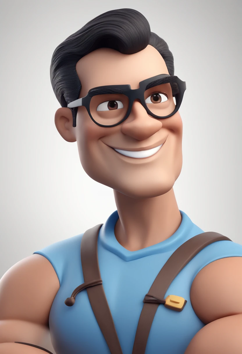 Cartoon character of a man with black glasses and a blue shirt, animation character, Caractere estilizado, animation style rendering, 3D estilizado, Arnold Maya render, 3 d render stylized, toon render keyshot, Personagem 3D, Personagem 3D, 3d rendering stylized, 3 d character render, personagem de desenho animado, Personagem de close up, Pose de personagem, (Estilo Pixar) (master part:1.2) (Bokeh) (best quality) (pele detalhada) (textura detalhada) (8k) (argila) (Cinematic lighting) (foco nítido