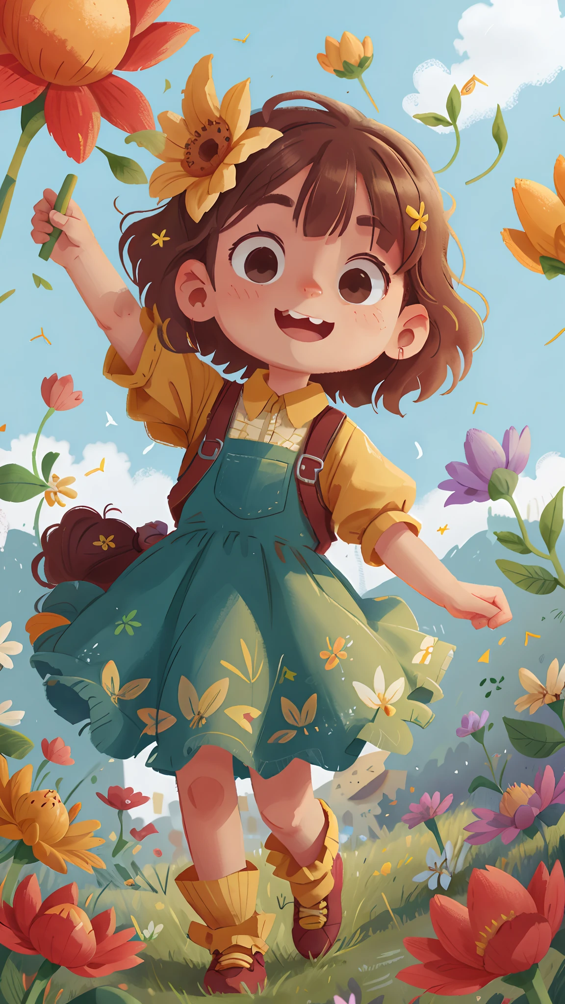 A group of girls with long hair holding balloons,The meadow is full of flowers,dance,Run with balloons,cheerfulness,rejoice,Perfect quality,Clear focus(Clutter - home:0.8), (tmasterpiece:1.2) (realisticlying:1.2) (bokeh) (best qualtiy) (detailedskin:1.3) (complexdetails) (8K) (detailedeyes) (Sharp focus),(having fun)