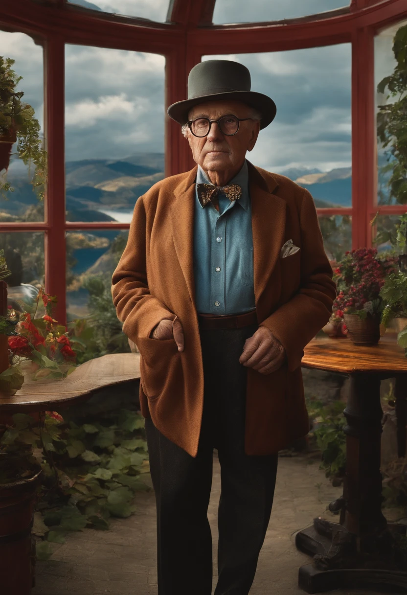 Searcher Henry Mintzberg, an old men with round glases and a hat