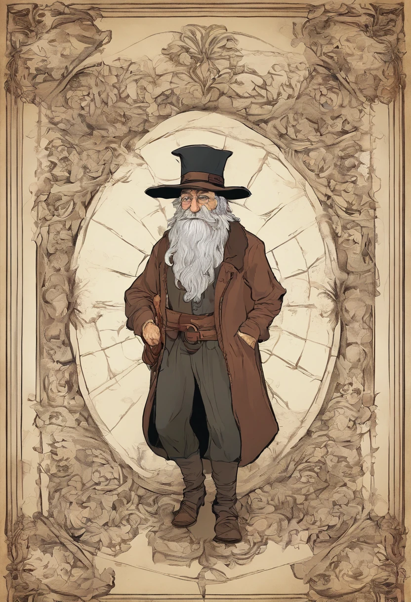 Pesquisador estiloso Henry Mintzberg, An old man with round window panes and a hat, usando oculos de grau, sem barba