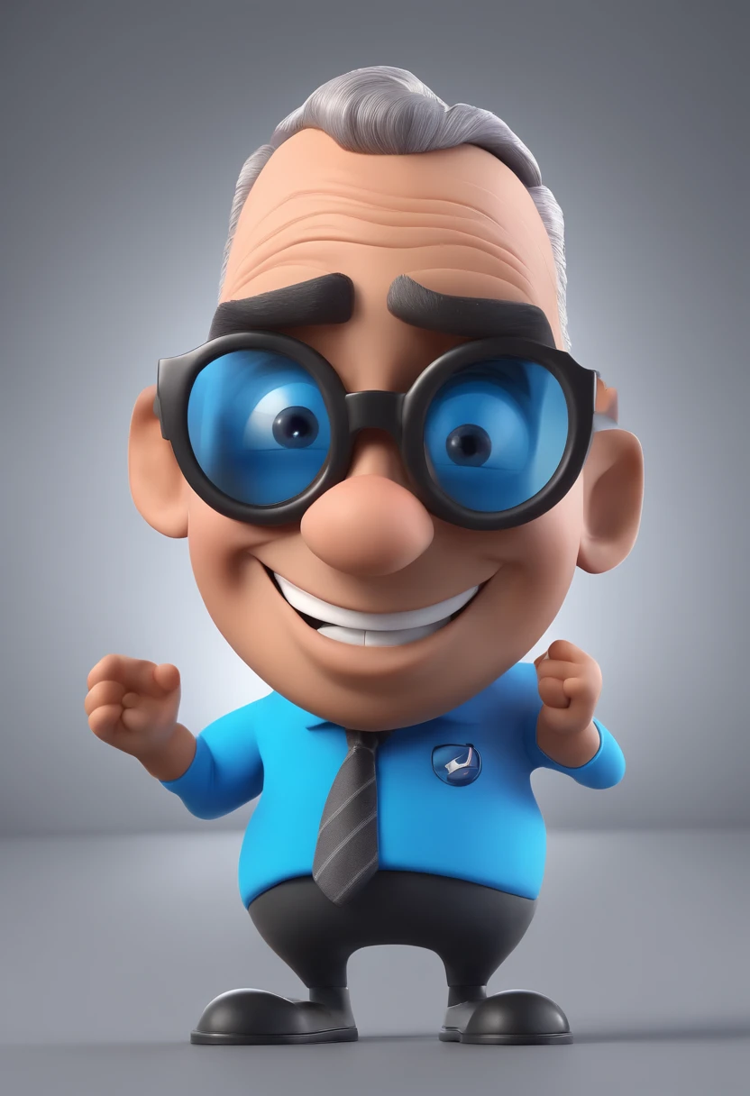 Cartoon character of a man with black glasses and a blue shirt, animation character, Caractere estilizado, animation style rendering, 3D estilizado, Arnold Maya render, 3 d render stylized, toon render keyshot, Personagem 3D, Personagem 3D, 3d rendering stylized, 3 d character render, personagem de desenho animado, Personagem de close up, Pose de personagem, (Estilo Pixar) (master part:1.2) (Bokeh) (best quality) (pele detalhada) (textura detalhada) (8k) (argila) (Cinematic lighting) (foco nítido