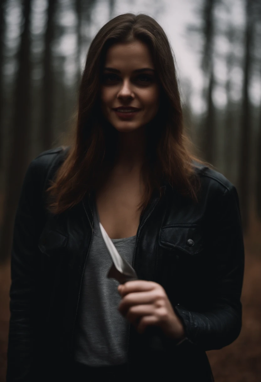 Sinister smlie of a girl with a knife hd