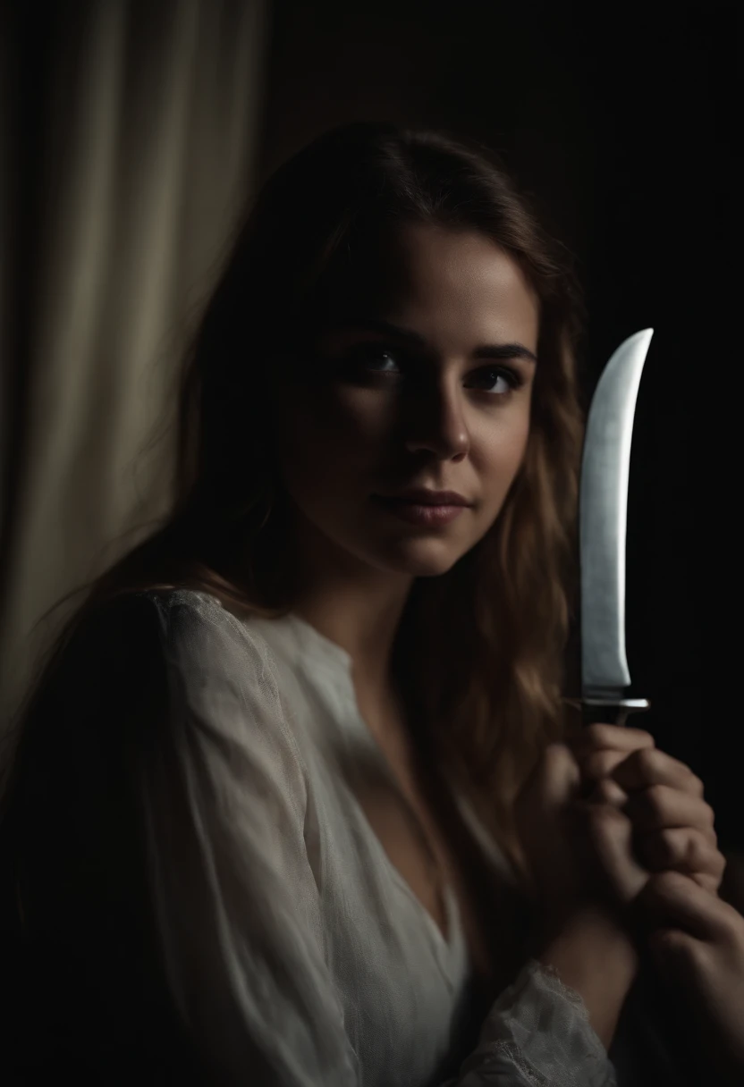 Sinister smlie of a girl with a knife hd