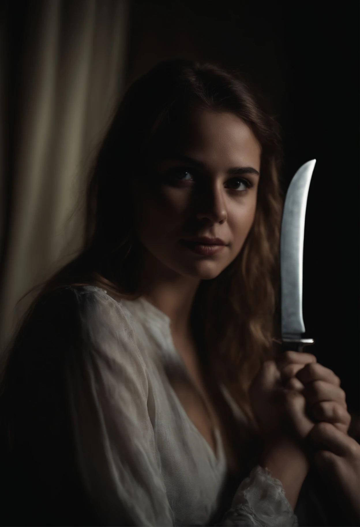 Sinister smlie of a girl with a knife hd