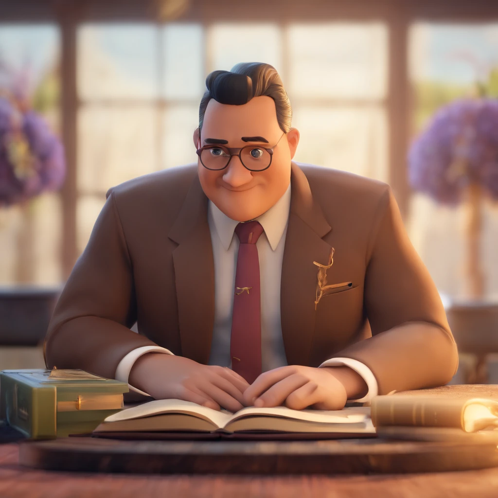 criar um jovem baseado na disney pixar, Being a pastor in a suit and tie and with the Bible in his hand