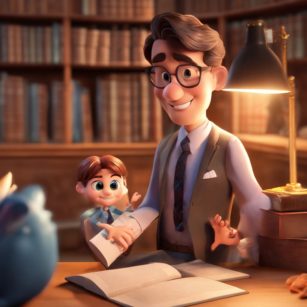criar um jovem baseado na disney pixar, Being a pastor in a suit and tie and with the Bible in his hand