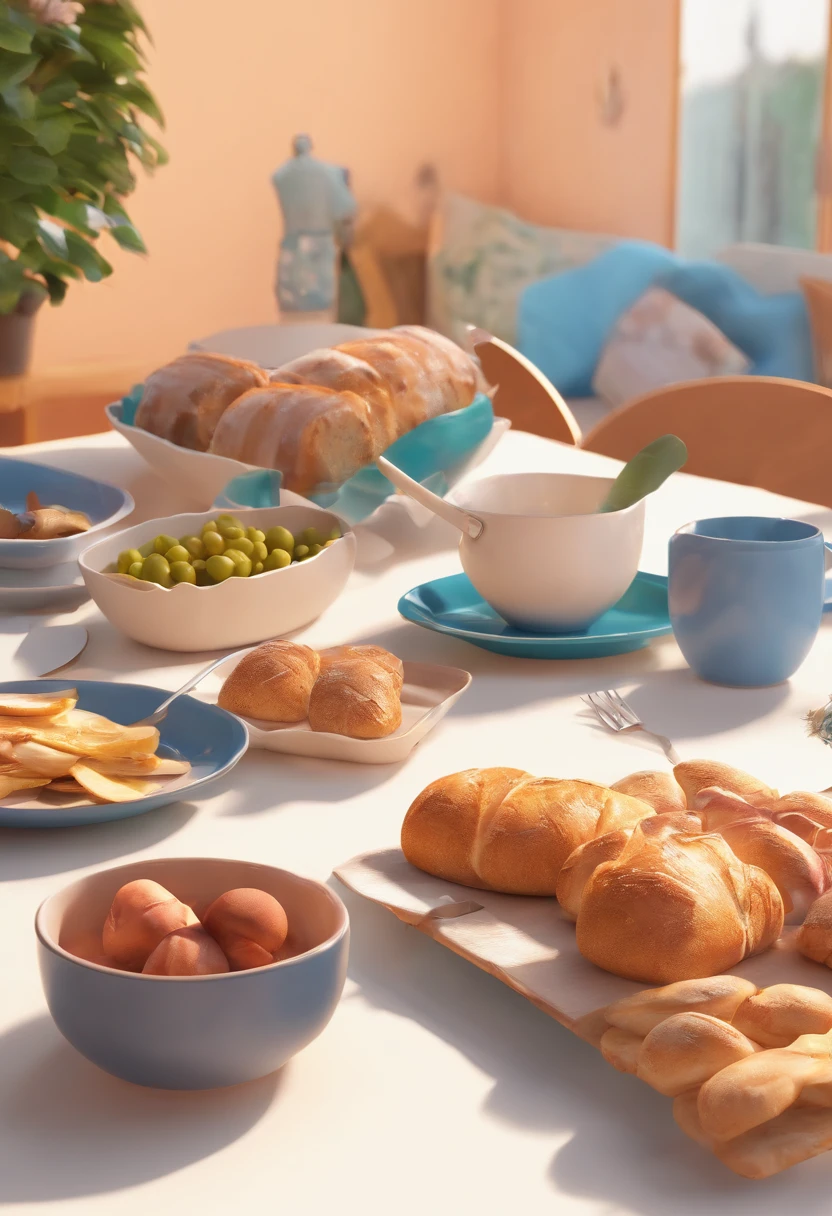 best quality, master part, fotorrealista, extremamente detalhado CG unidade 8k papel de parede, Chibi, Jesus, Cristo, sozinho, cheio_corpo, sorrir, Olhando_em_visualizador, segurando vinho, Bread at the table