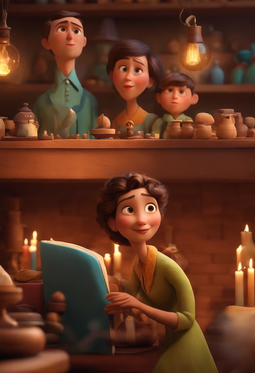 A Dream Architect Inspired by Pixar Animation, de perto. Facial expressions are captivating, com um toque de irrealidade.