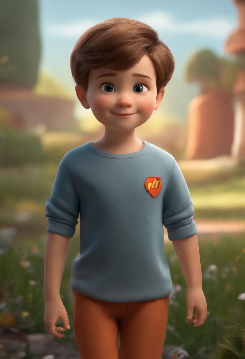 a happy cute kid standing short hair, vestindo uma fantasia espacial, , fundo branco, barnet, Tom, Estilo Pixar, ....3d, desenhos animados, rosto detalhado, asymmetrical 16k