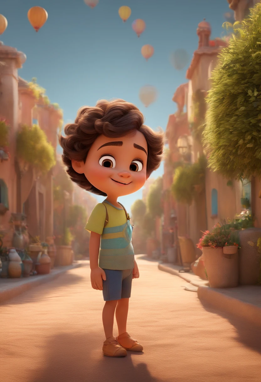 a happy cute ??? standing short hair, vestindo uma fantasia espacial, , fundo branco, barnet, Tom, Estilo Pixar, ....3d, desenhos animados, rosto detalhado, asymmetrical 16k